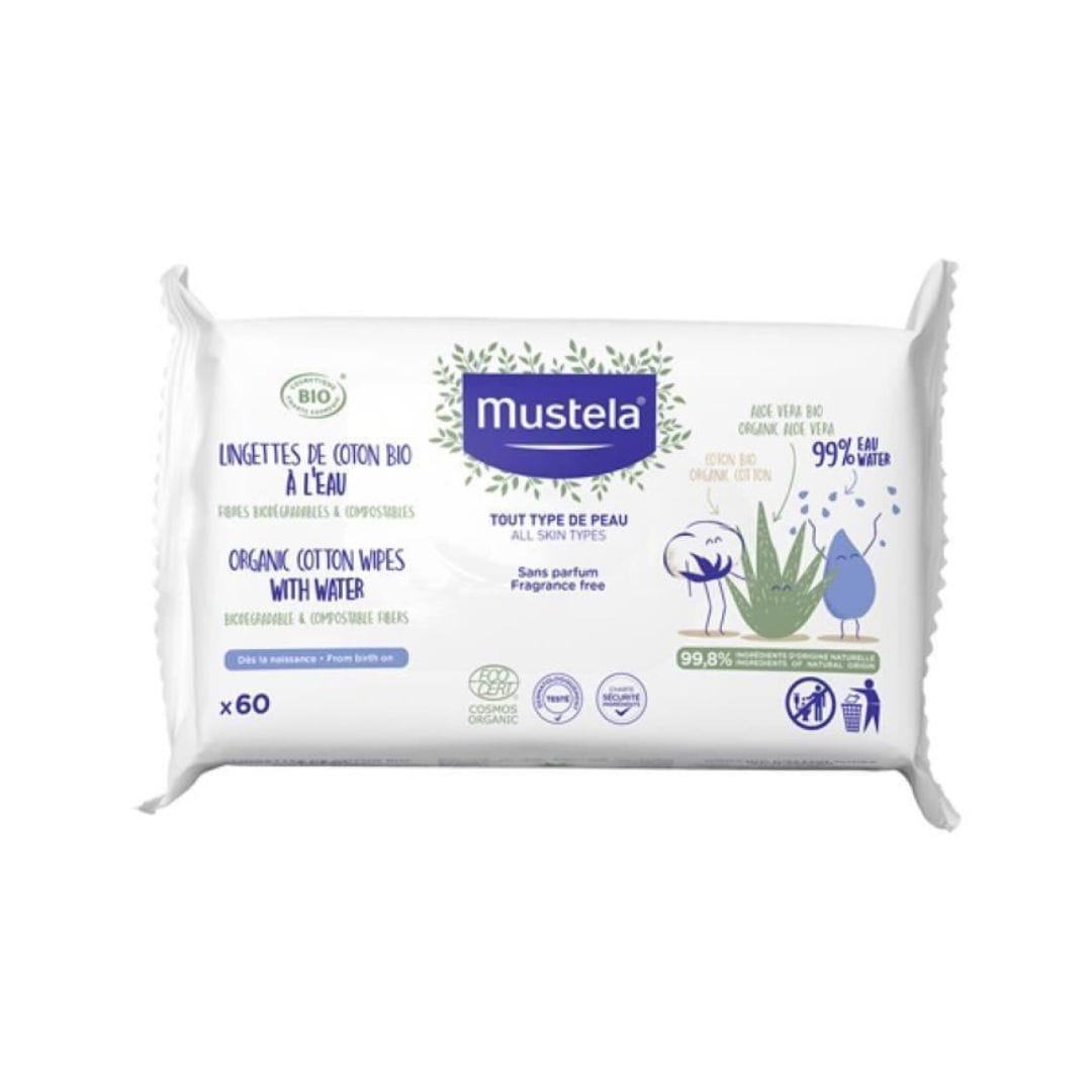 MUSTELA LINGETTES DE COTON BIO À L’EAU *60
