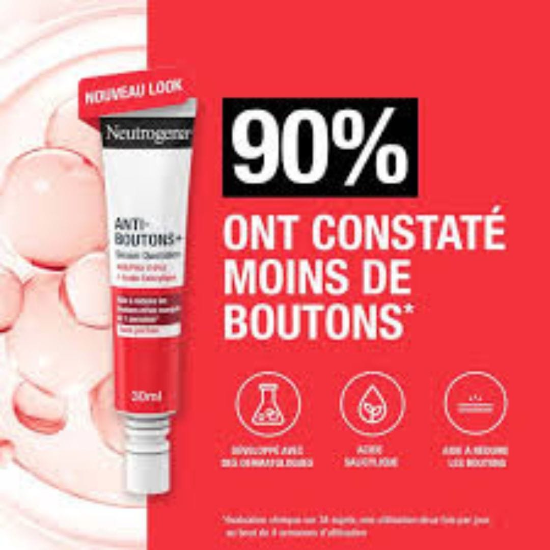 Neutrogena Anti-Boutons+ Sérum Quotidien – Soin visage anti-imperfections puissant – 30ml