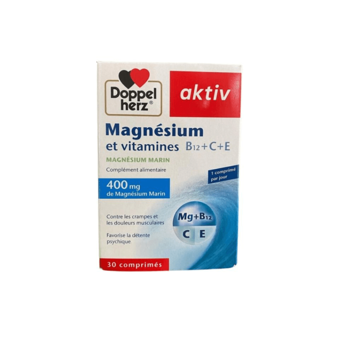 DOPPELHERZ AKTIV MAGNESIUM ET VITAMINES B12+C+E 30 COMPRIMES