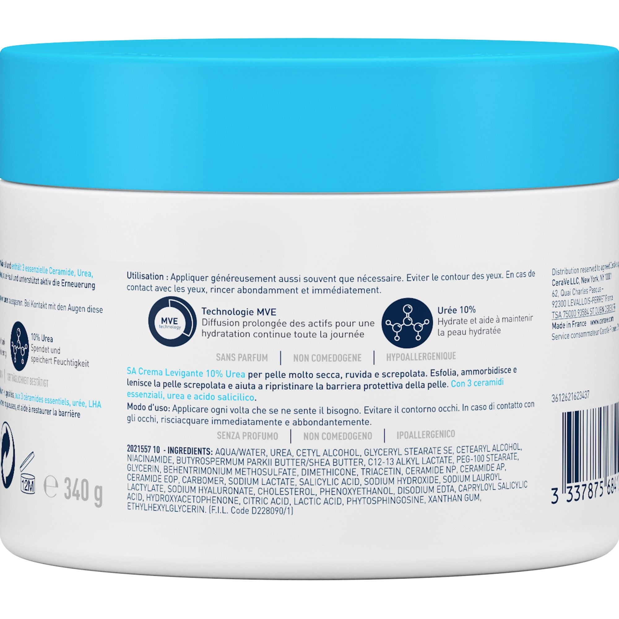CeraVe SA Crème Anti-Rugosités Peau Sèche et Squameuse | 340g