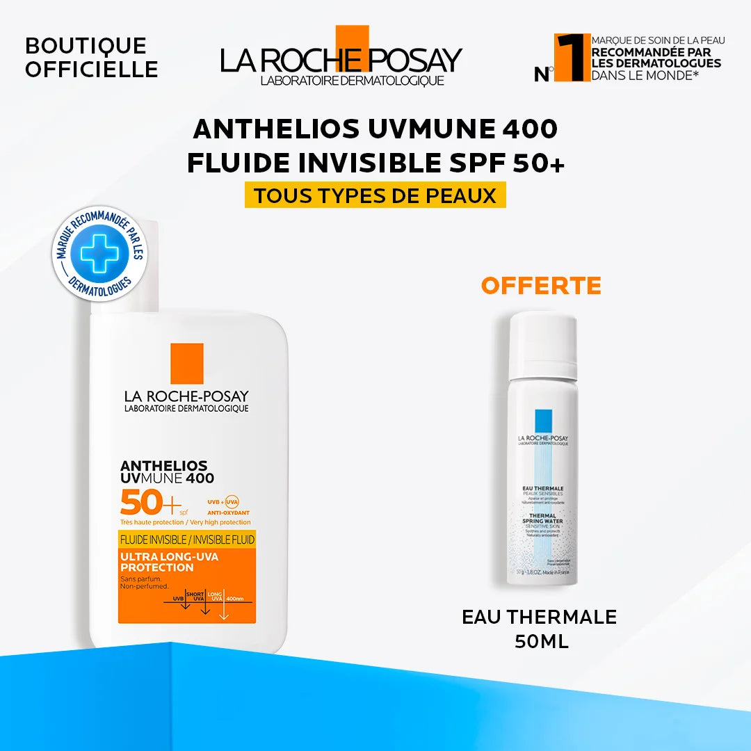 OFFRE La Roche-Posay ANTHELIOS Crème Solaire Fluide Invisible = Eau Thermale 50ml Offerte
