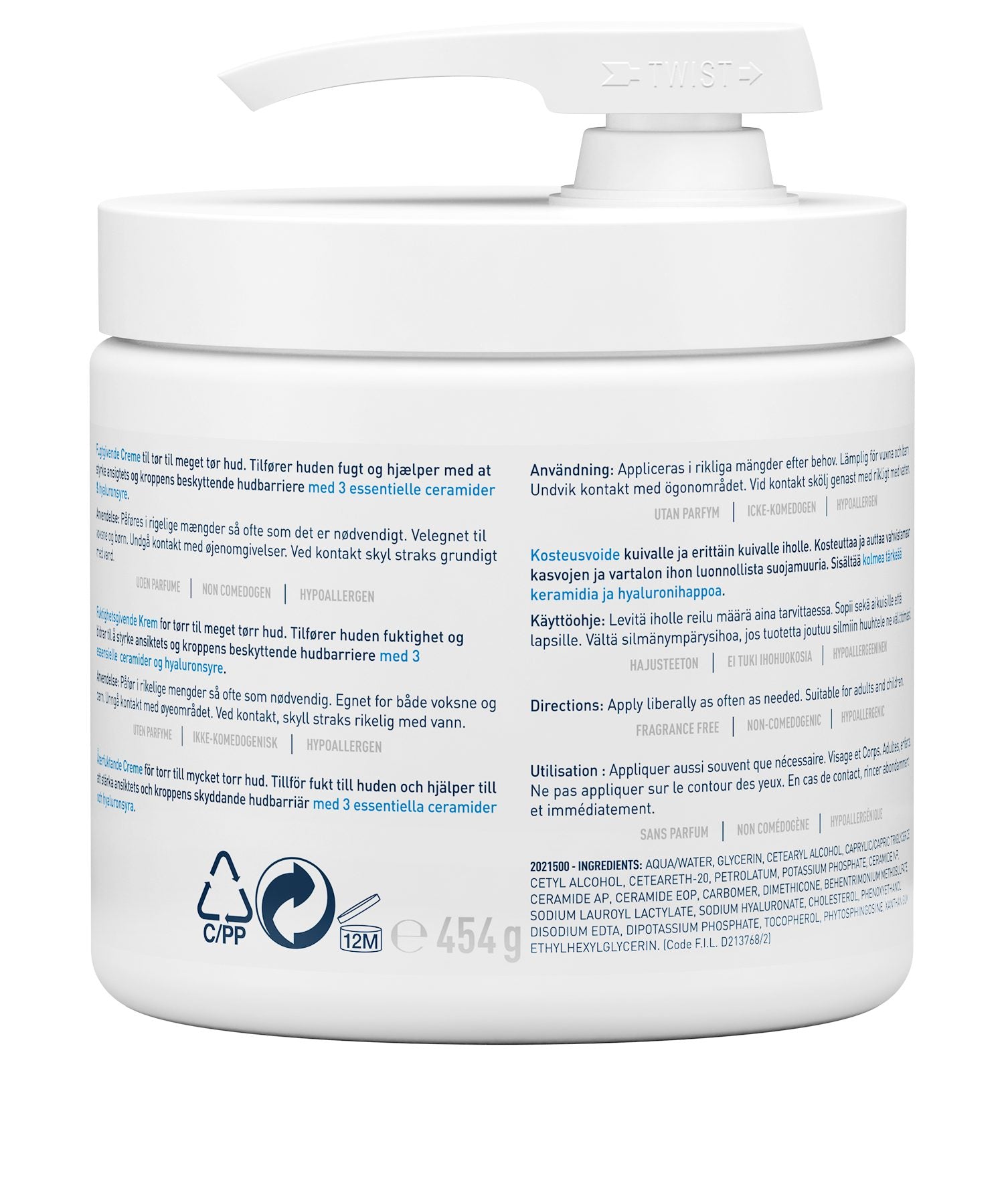 CERAVE BAUME HYDRATANT AVEC POMPE PEAU SÈCHE À TRÈS SÈCHE 454G