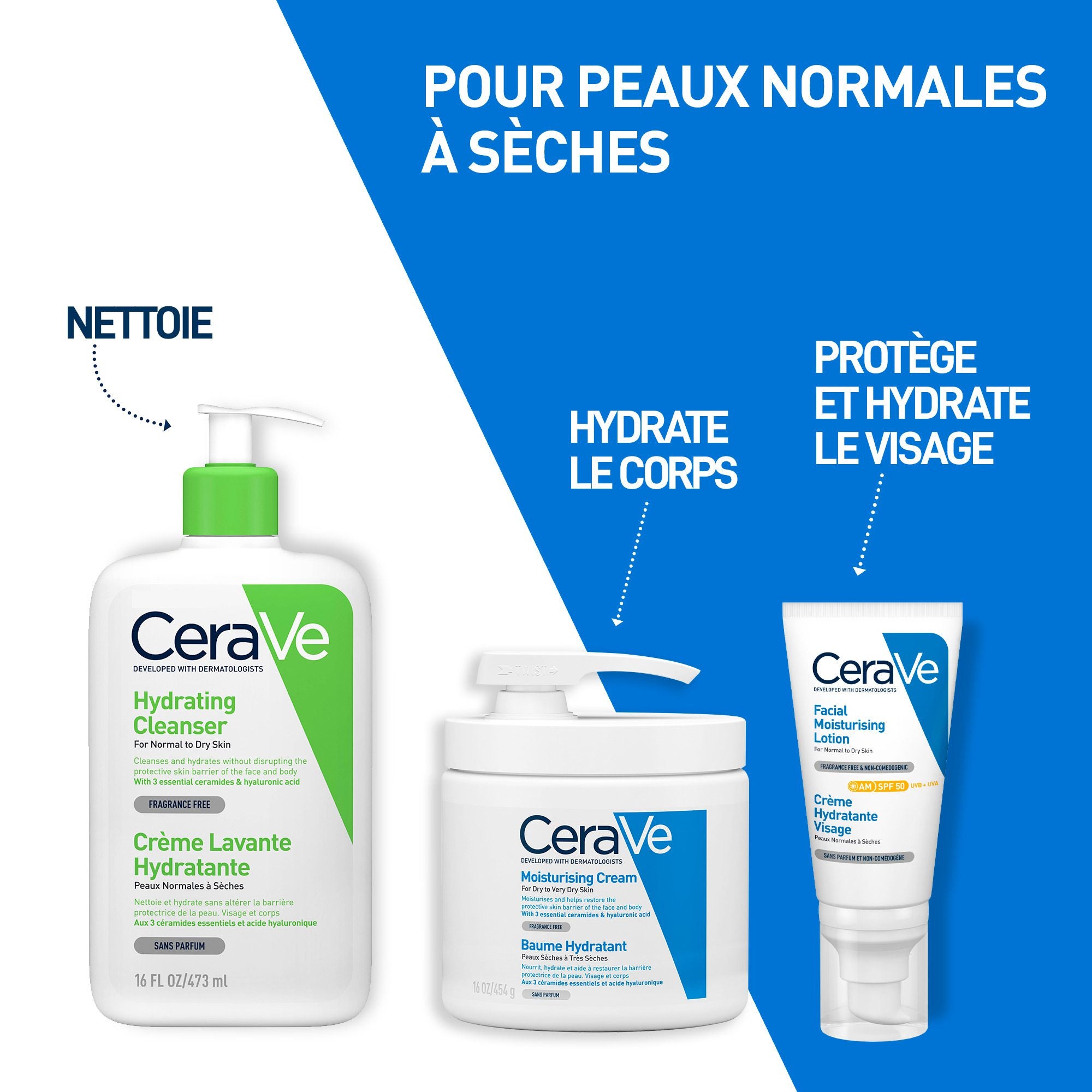 CERAVE BAUME HYDRATANT AVEC POMPE PEAU SÈCHE À TRÈS SÈCHE 454G