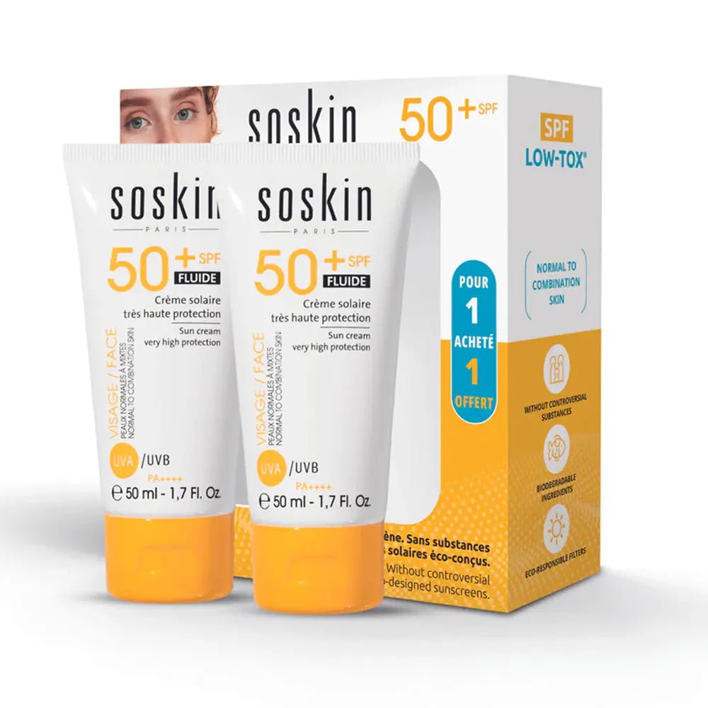 OFFRE SOSKIN PACK FLUIDE SPF50 LOWTOX 50ML*2