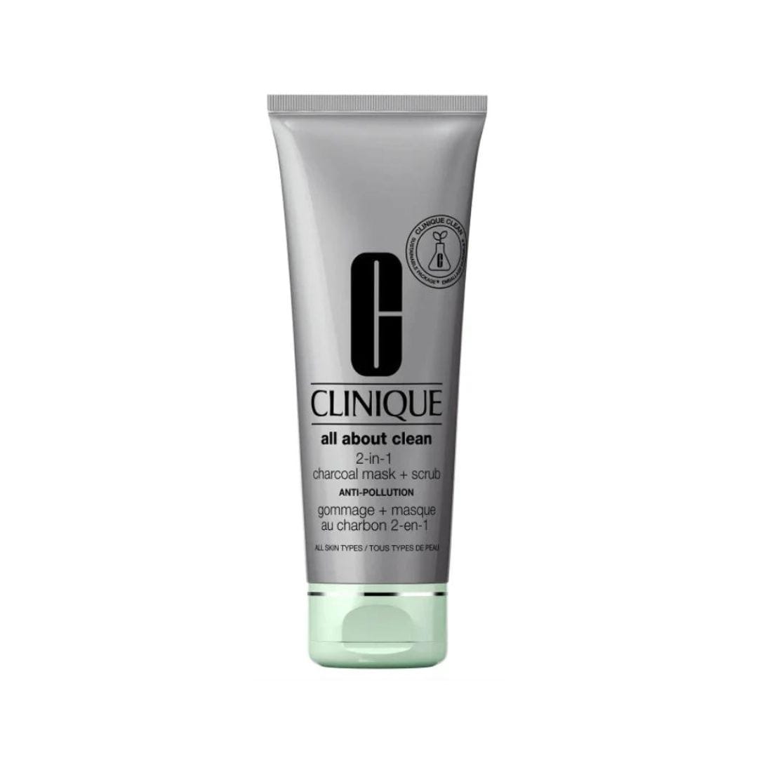 Clinique- SC – NET GOMMAGE ALL ABOUT CLEAN + MASQUE AU CHARBON 2-EN-1 100ML