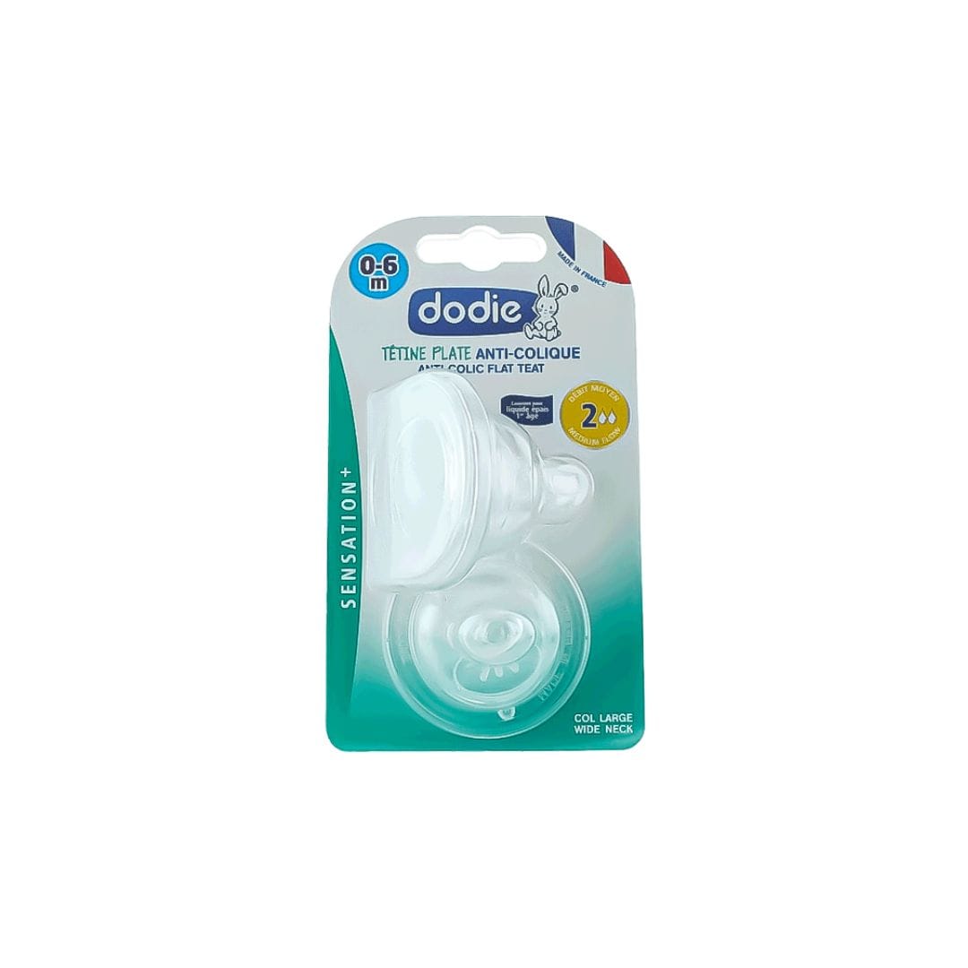 DODIE TETINE PLATE SENS+ ANTI COLIQUE D2 0-6M X2