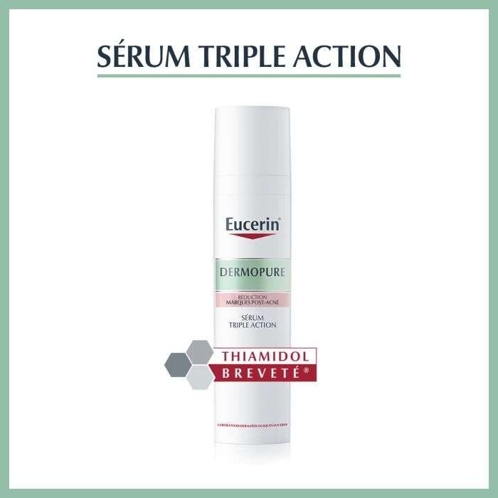 EUCERIN PACK DERMOPURE SERUM TRIPLE ACTION 40 ML + SENSITIVE PROTECT ECRAN 50ML OFFERT