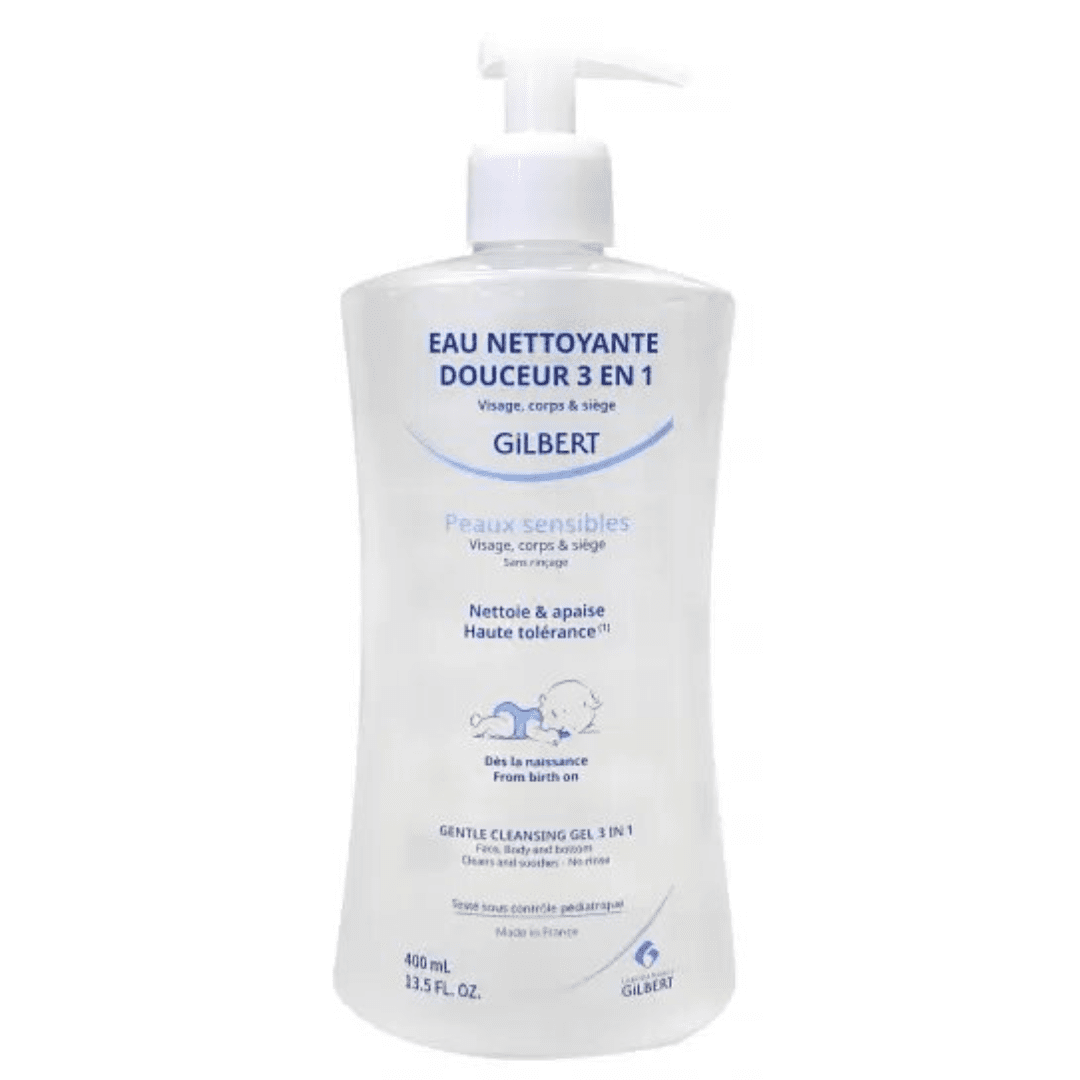 GILBERT EAU NETTOYANTE DOUCEUR 3EN1 VISAGE CORPS ET CHEVEUX DES LA NAISSANCE 400ML