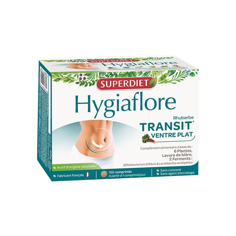 HYGIAFLORE TRANSIT VENTRE PLAT 150 COMPRIMÉS