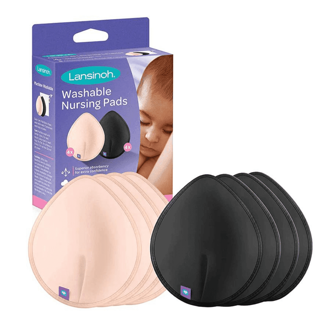 LANSINOH COUSSINETS D’ALLAITEMENT LAVABLES (4 NOIRS + 4 ROSES)