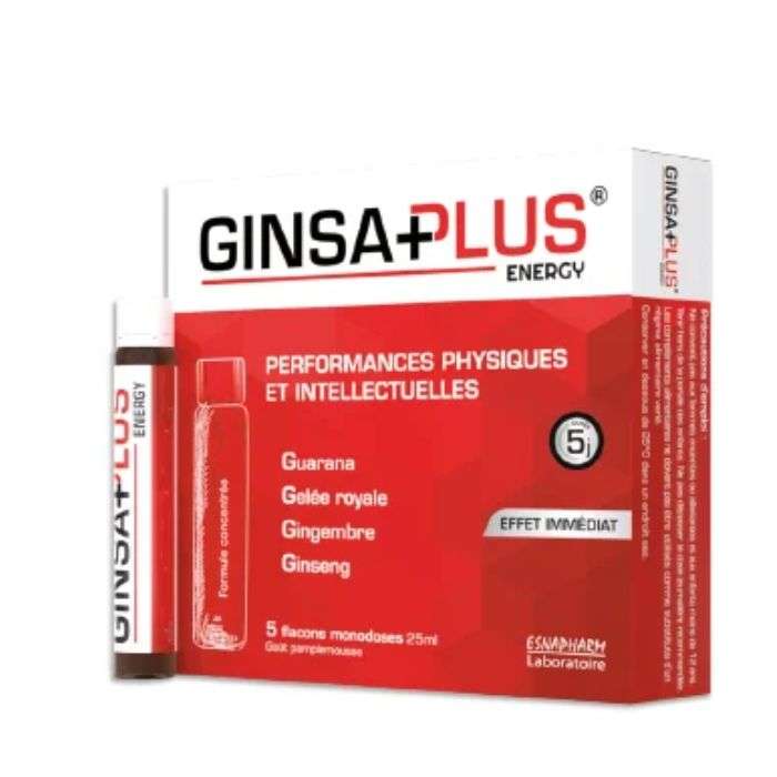 WINNER GINSA PLUS ENERGYSHOT 5 FLACONS MONODOSES 25 ML GOUT ARGUMES