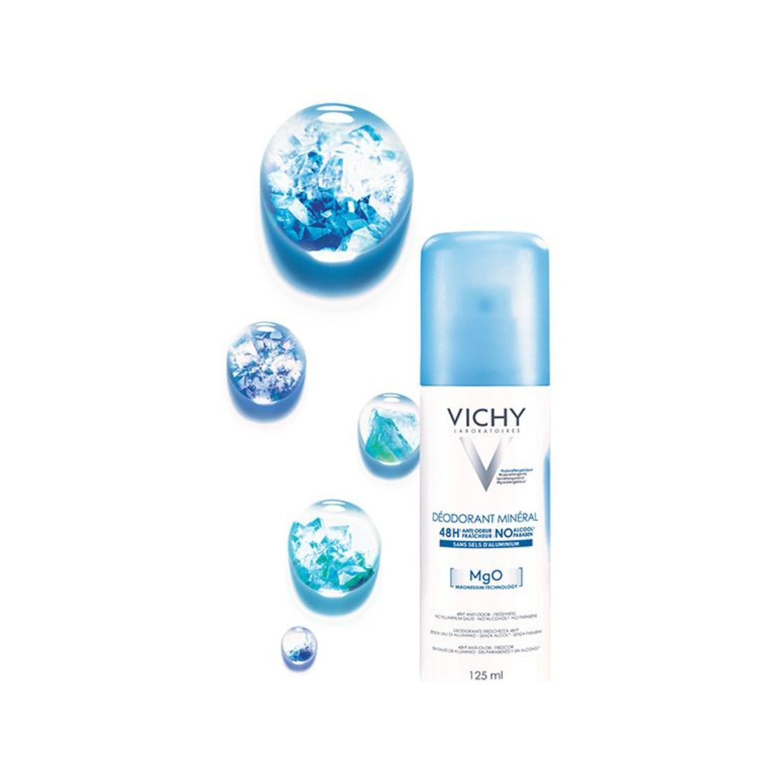 Vichy Dermo-Tolérance Déodorant Minéral 48H Aérosol Sans Sels d’Aluminium Peau Sensible et Réactive | 125ml