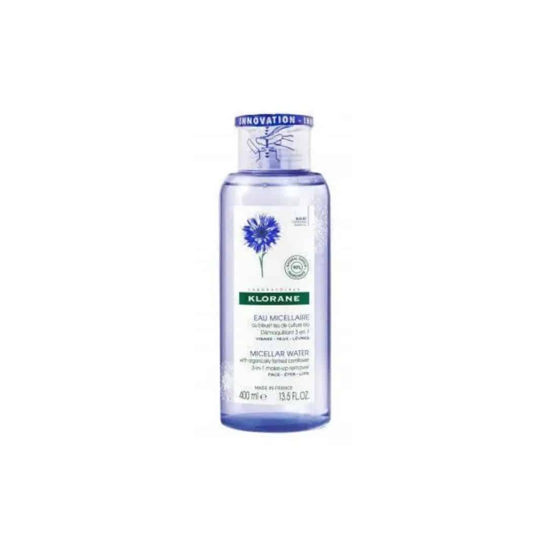Klorane – Eau micellaire démaquillante au Bleuet issu de culture BIO – Visage, Yeux, Lèvres 400ml
