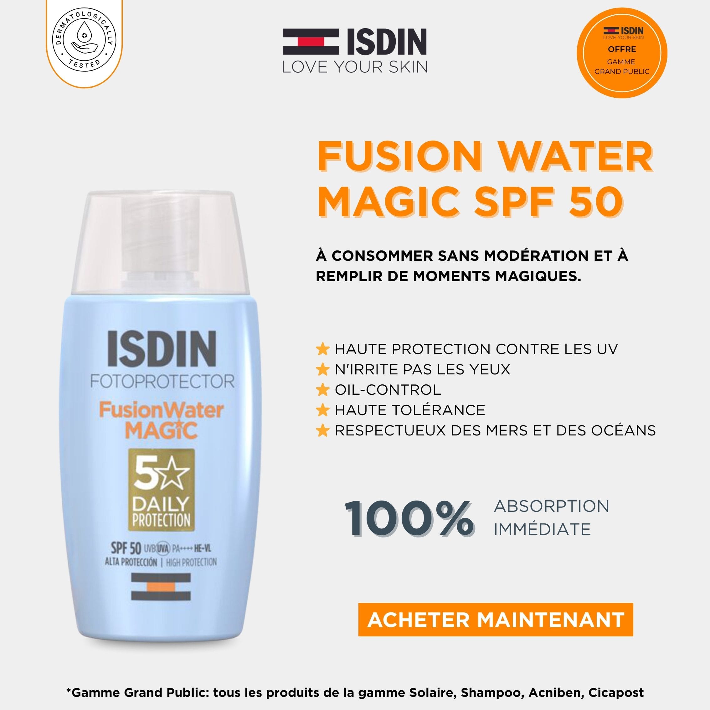 ISDIN FOTOPROTECTOR FUSION WATER SPF50+ 50ml