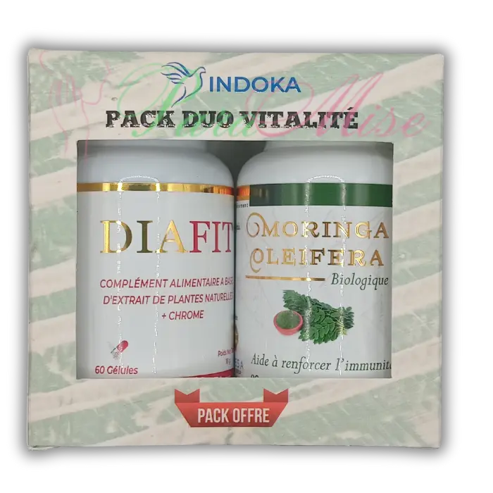 Indoka | Pack Duo Vitalité Diabétique – Diafit 60Gélules + Moringa Oleifera 90Gélules OFFERT