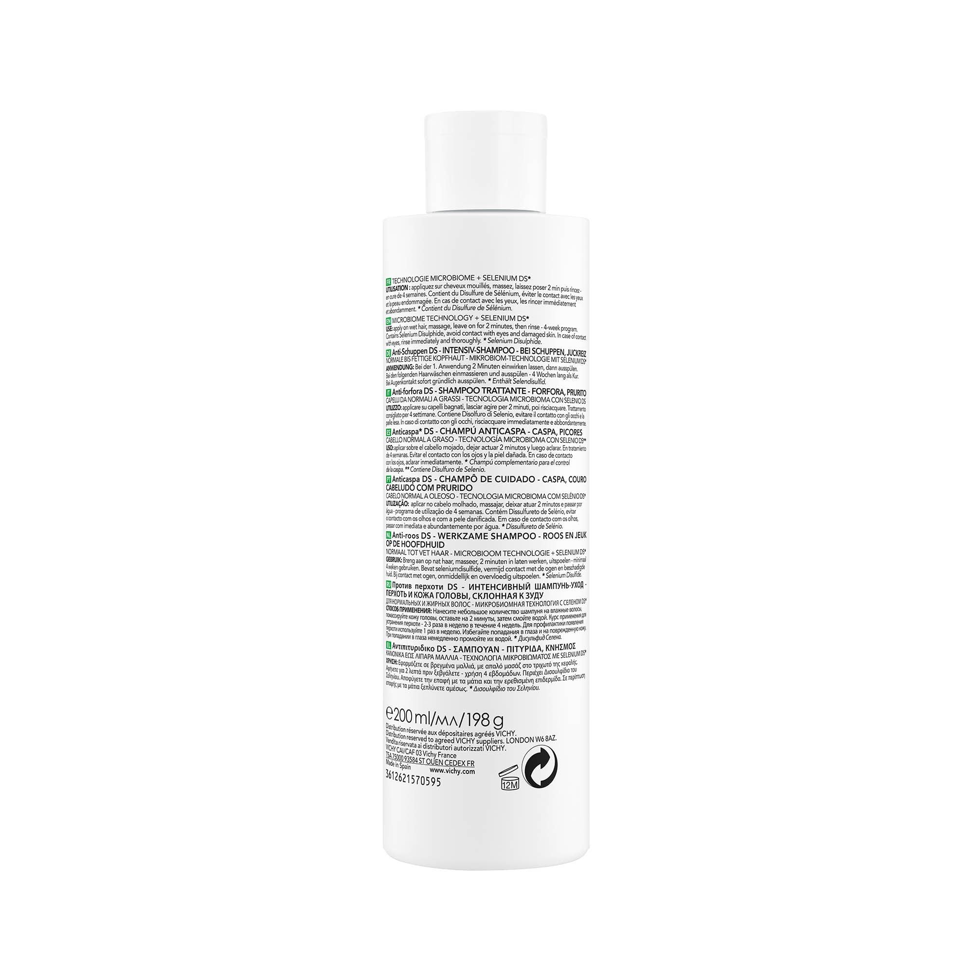 VICHY DERCOS SHAMPOING ANTIPELLICULAIRE CHEVEUX NORMAUX A GRAS 200 ML