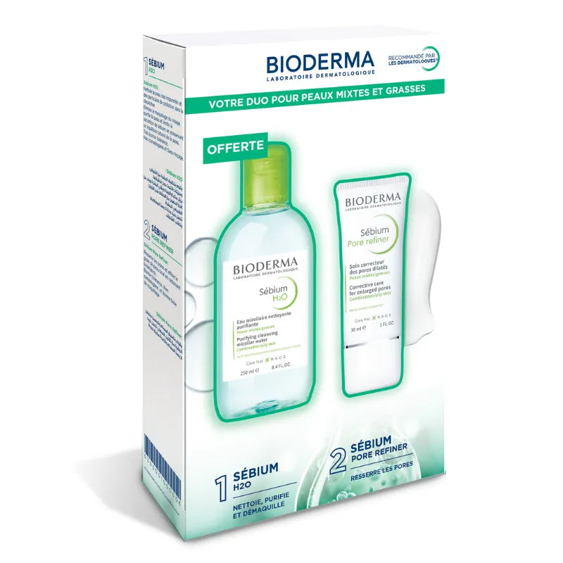 Bioderma Coffret Sébium Pore Refiner 30ml + Eau Micellaire Sébium H2O 250ml Offerte