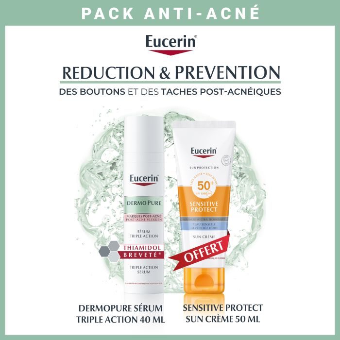EUCERIN PACK DERMOPURE SERUM TRIPLE ACTION 40 ML + SENSITIVE PROTECT ECRAN 50ML OFFERT