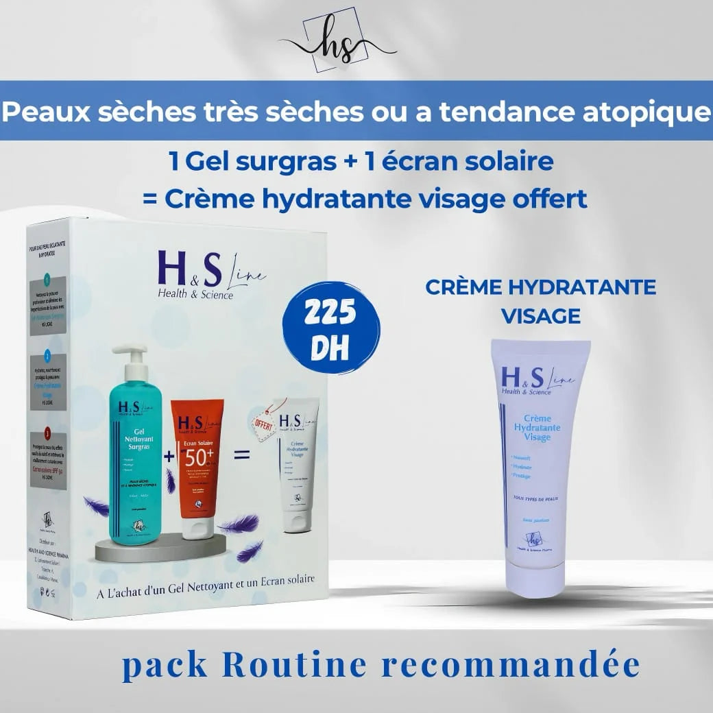 OFFRE H&S Line Gel Nettoyant 250ml+Ecran Solaire Invisible spf50+50ml + Creme Hydratant 50ml Pack