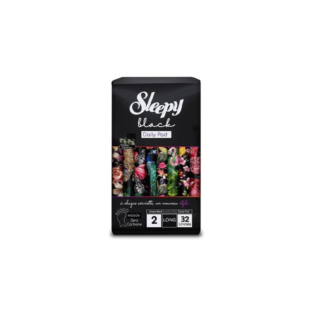 SLEEPY BLACK DAILY PANTY LINER SUPER LONG, 32 UNITÉS