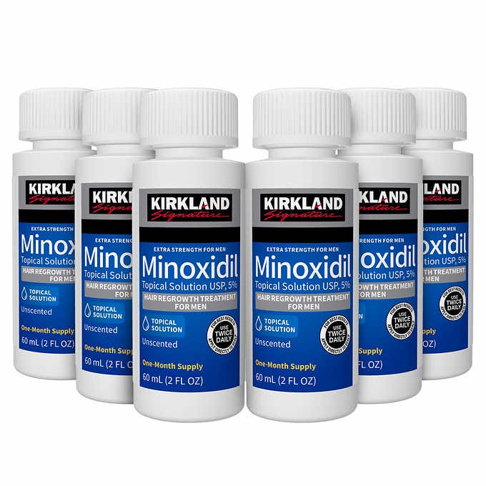 MINOXIDIL Kirkland Signature 5% – 6*60ml – Traitement de 6 mois