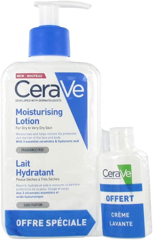 OFFRE CERAVE LAIT HYDRATANT PEAUX SÈCHES A TRÈS SÈCHES 473ML+ CREME LAVANTE 20ML OFFERTE