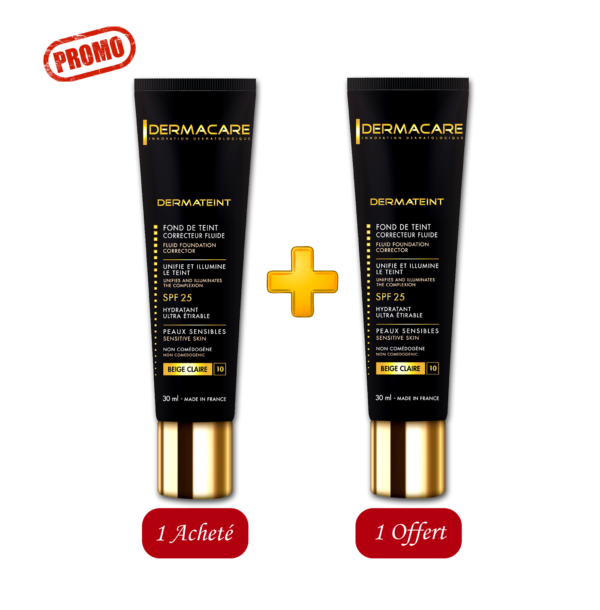 OFFRE DERMACARE DERMATEINT Correcteur fluide N10 Beige clair SPF 25 30ml acheté avec 1 fluide N30 Noisette OFFERT
