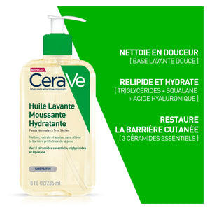 CeraVe Huile Lavante Moussante Hydratante Peau Très Sèche À Atopique | 236ml